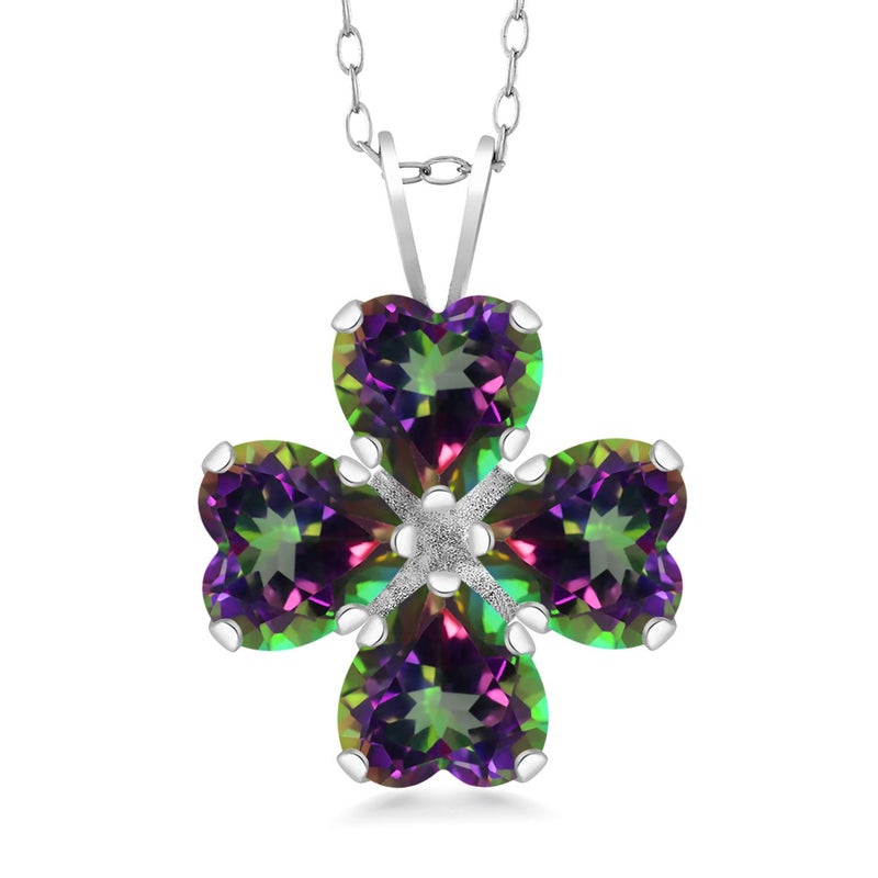 Gem Stone King Green Mystic Topaz Heart Pendant Necklace for Women | 925 Sterling Silver | Gemstone Birthstone | With 18 Inch Silver Chain | Fine Jewelry Gifts for Her Mom Women Wife - Image 1
